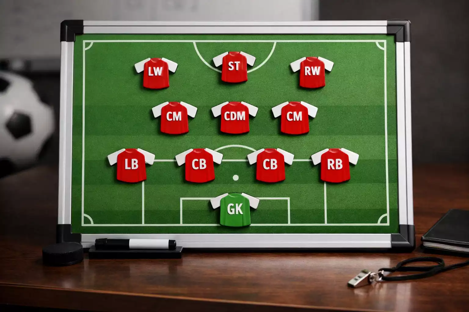 Composition d'équipe affichée sur tableau tactique