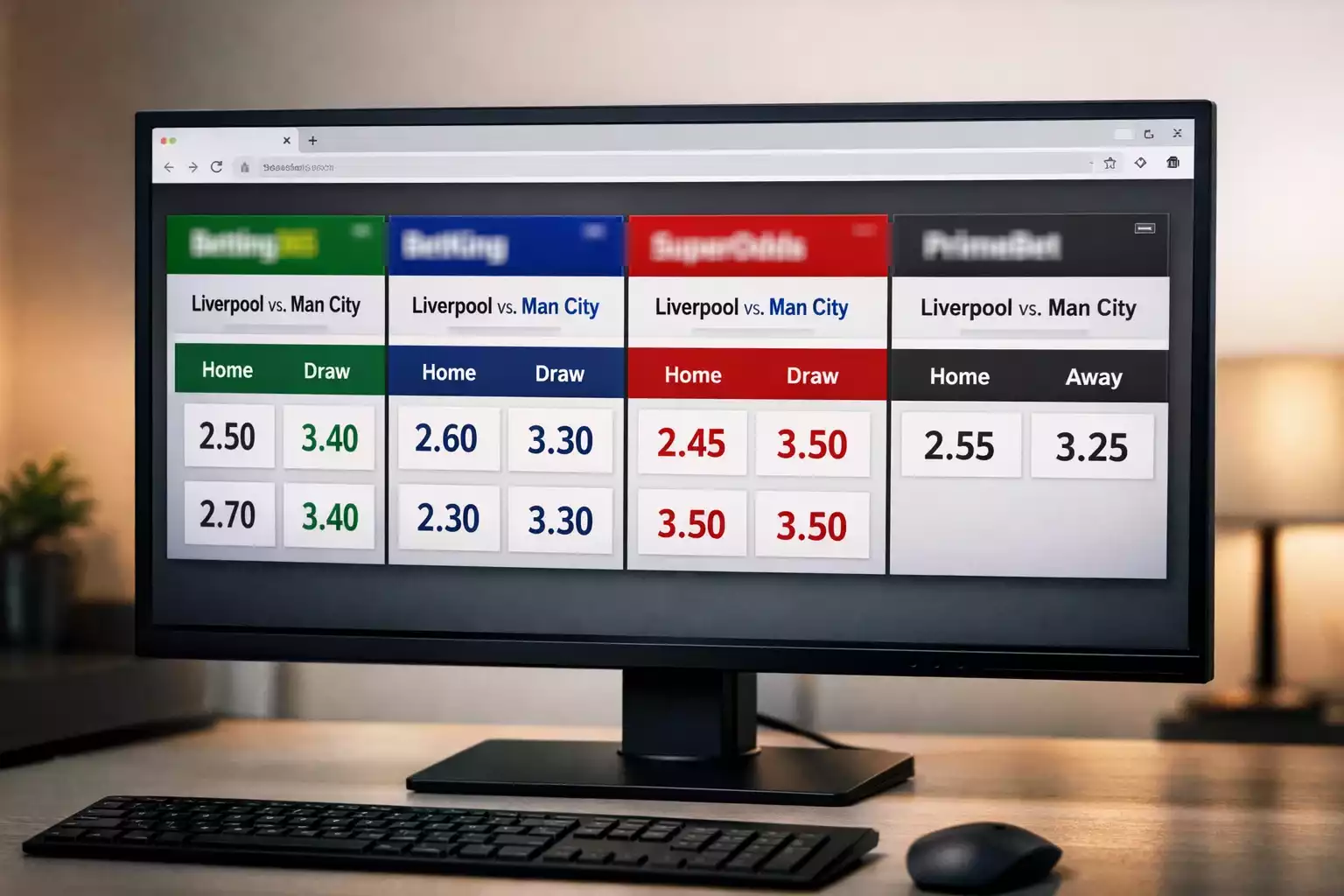 Comparaison de cotes entre bookmakers sur écran