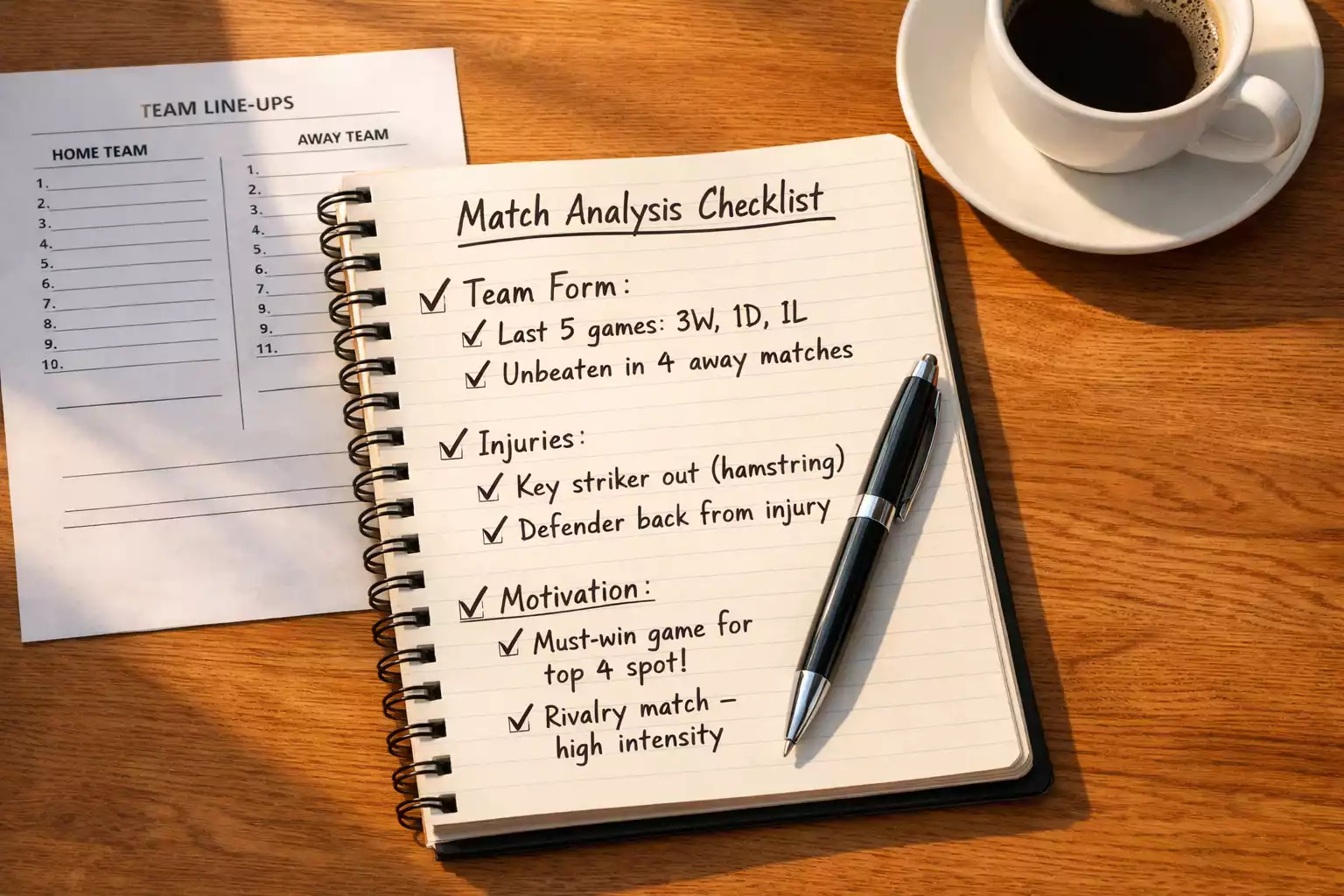 Fiche d'analyse avec check-list et notes manuscrites